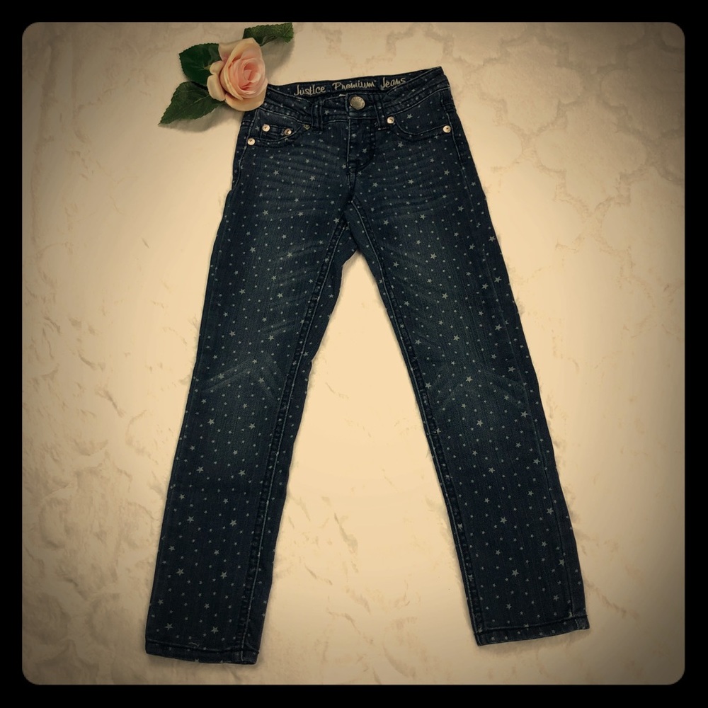 Justice Premium Skinny Jeans Star Print size 6 - Picture 2 of 7